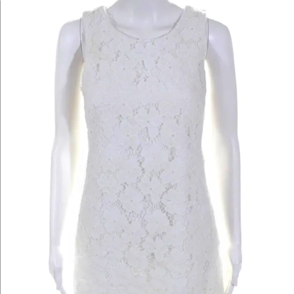 Amanda Uprichard Dresses & Skirts - Amanda Uprichard Womens Round Neck Laser Cut Sheath Dress White Small